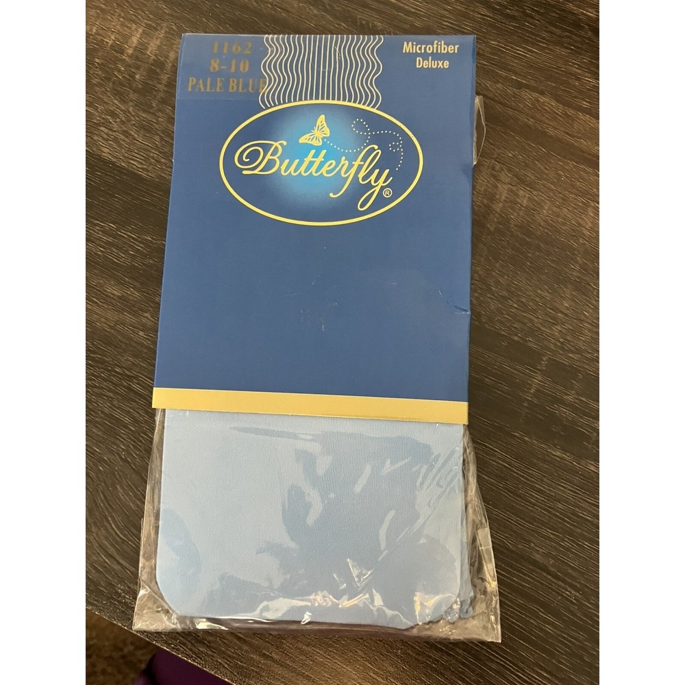 Butterfly Girls Microfiber Deluxe Tights (1162) Pale Blue Size 8-10 Dance Tights